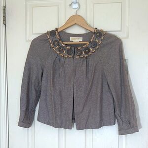 Michael Kors Brown Blazer Size S/P Linen/Cotton Blend